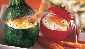 Eggs with Boursin in Tomato and Courgette Cases