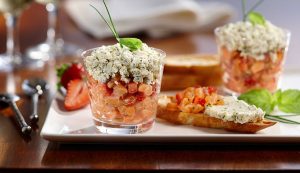 Salmon, Strawberry, and Boursin Cheese